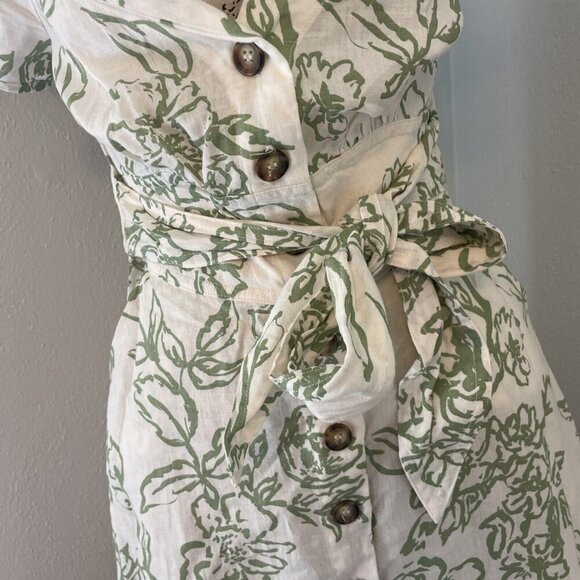 Free People Thing Called Love Ivory Green Mini Dress - Size 2 (V6) - Picture 2 of 14